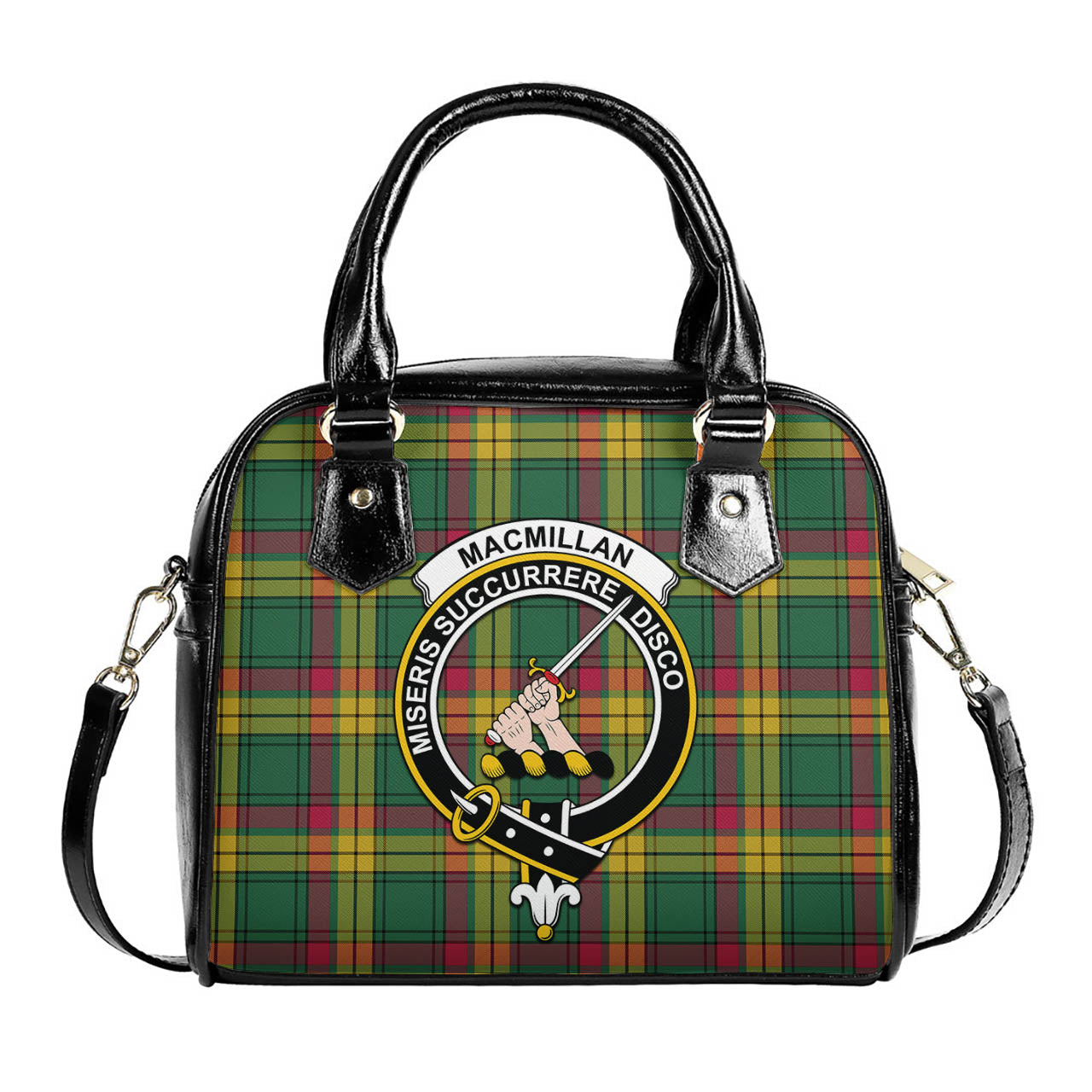 MacMillan Old Ancient Tartan Shoulder Handbags with Family Crest One Size 6*25*22 cm - Tartanvibesclothing