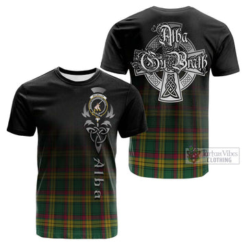 MacMillan Old Ancient Tartan Cotton T-shirt Featuring Alba Gu Brath Family Crest Celtic Inspired