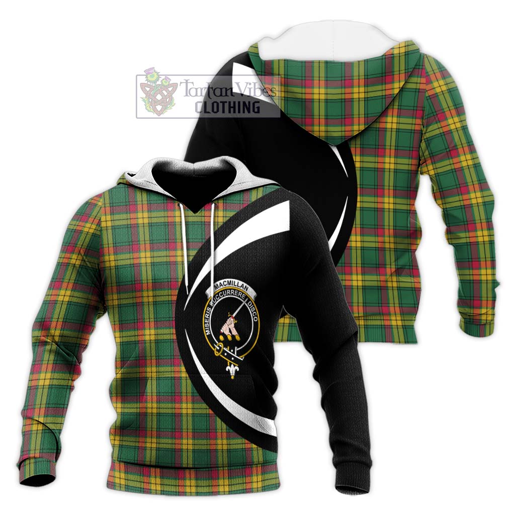 MacMillan Old Ancient Tartan Knitted Hoodie with Family Crest Circle Style Unisex Knitted Pullover Hoodie - Tartan Vibes Clothing