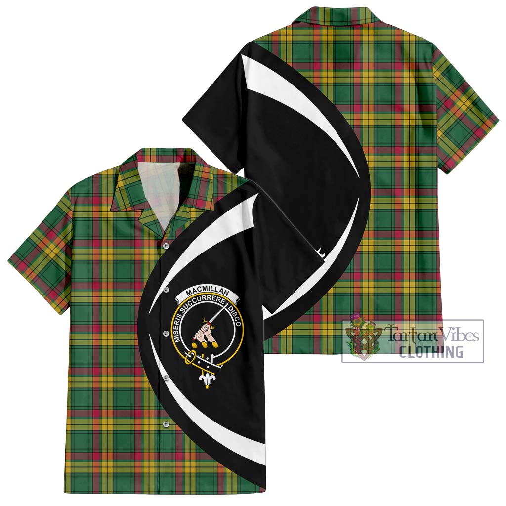 MacMillan Old Ancient Tartan Short Sleeve Button Up with Family Crest Circle Style Kid - Tartan Vibes Clothing