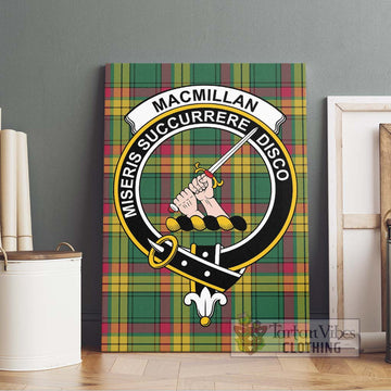 MacMillan Old Ancient Tartan Canvas Print Wall Art with Family Crest