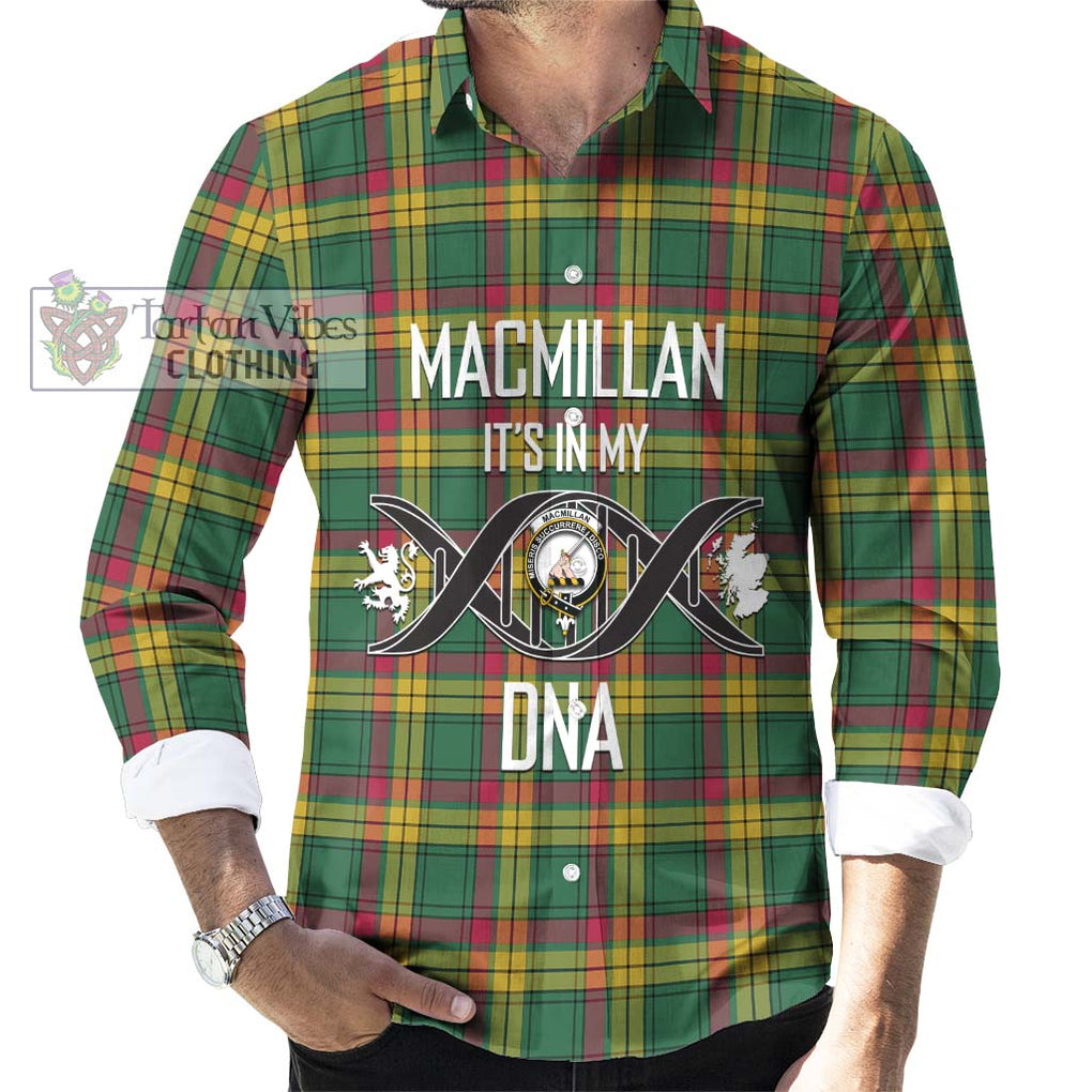 MacMillan Old Ancient Tartan Long Sleeve Button Shirt with Family Crest DNA In Me Style Men's Shirt S - Tartanvibesclothing Shop