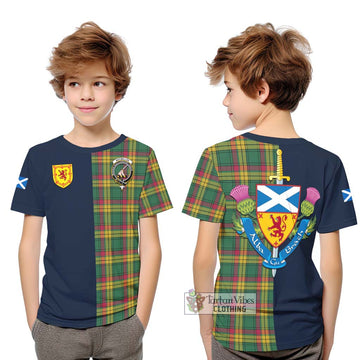 MacMillan Old Ancient Tartan Kid T-Shirt Alba with Scottish Lion Royal Arm Half Style