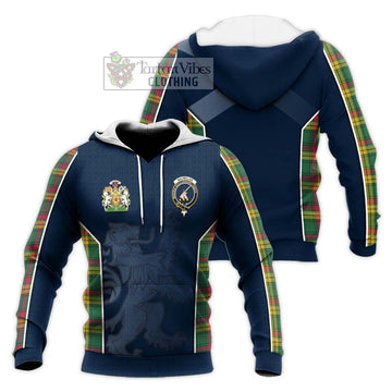 MacMillan Old Ancient Tartan Knitted Hoodie with Family Crest and Lion Rampant Vibes Sport Style