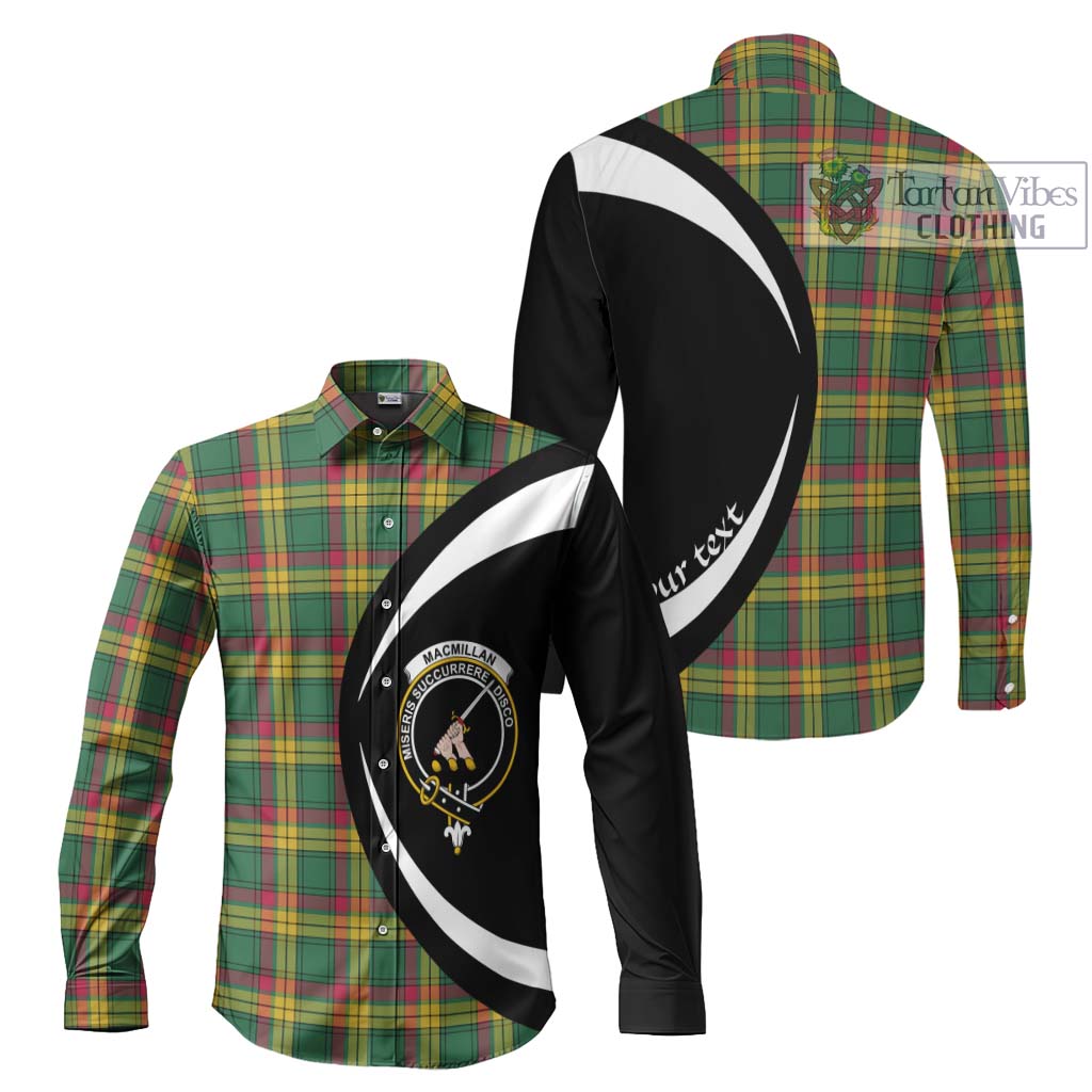 MacMillan Old Ancient Tartan Long Sleeve Button Up with Family Crest Circle Style Men's Shirt S - Tartan Vibes Clothing