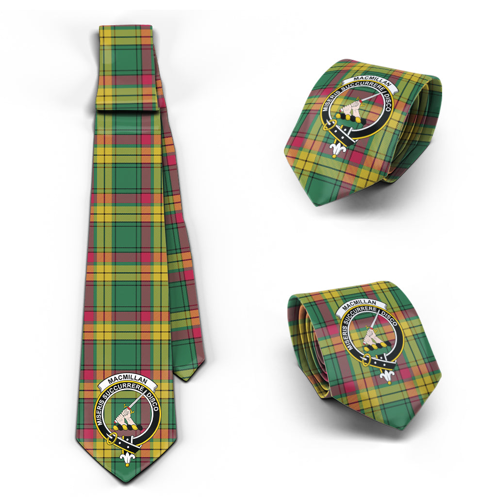 MacMillan Old Ancient Tartan Classic Necktie with Family Crest Necktie One Size - Tartan Vibes Clothing