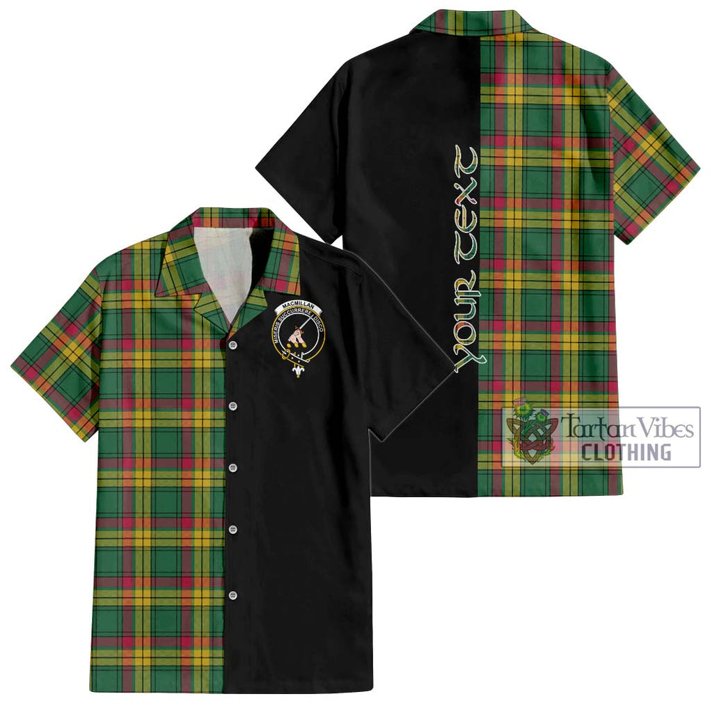 MacMillan Old Ancient Tartan Short Sleeve Button Shirt with Family Crest and Half Of Me Style Kid - Tartanvibesclothing Shop