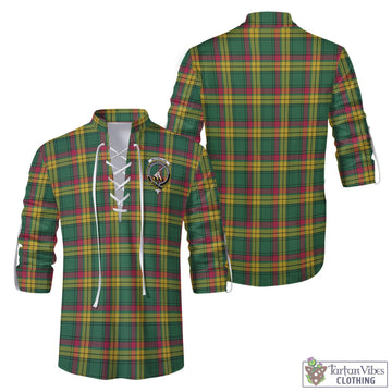 MacMillan Old Ancient Tartan Men's Scottish Traditional Jacobite Ghillie Kilt Shirt with Family Crest