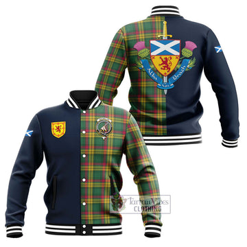 MacMillan Old Ancient Tartan Baseball Jacket Alba with Scottish Lion Royal Arm Half Style