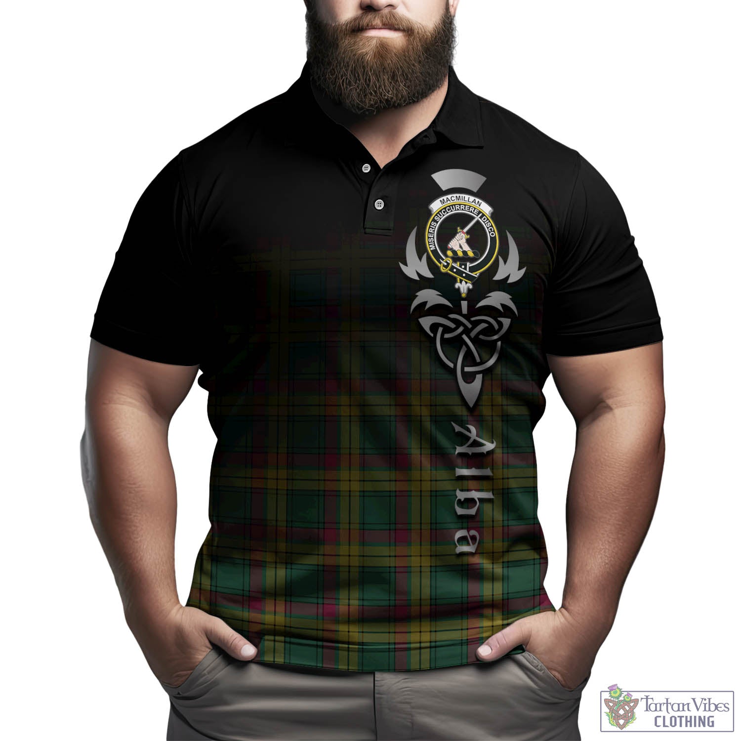 Tartan Vibes Clothing MacMillan Old Ancient Tartan Polo Shirt Featuring Alba Gu Brath Family Crest Celtic Inspired