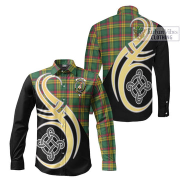 MacMillan Old Ancient Tartan Long Sleeve Button Shirt with Family Crest and Celtic Symbol Style