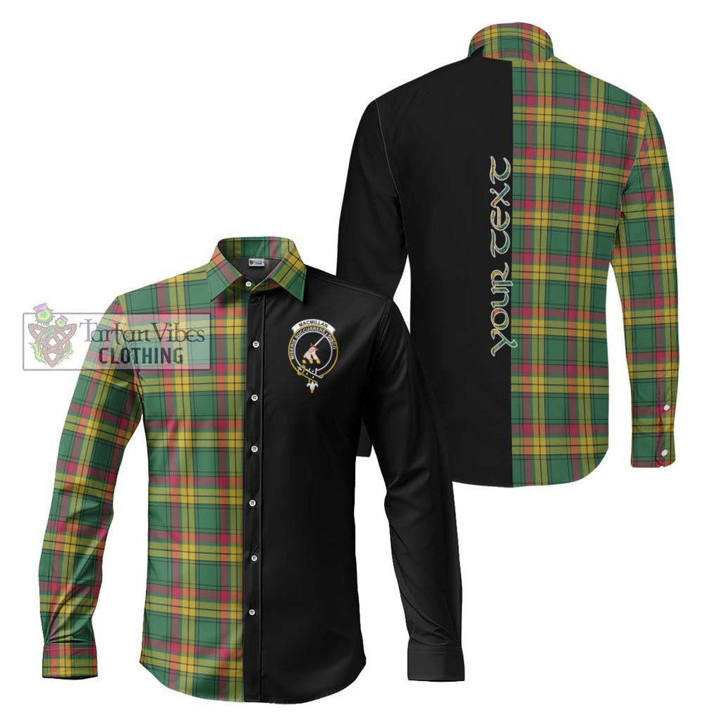 MacMillan Old Ancient Tartan Long Sleeve Button Shirt with Family Crest and Half Of Me Style Men's Shirt S - Tartanvibesclothing Shop