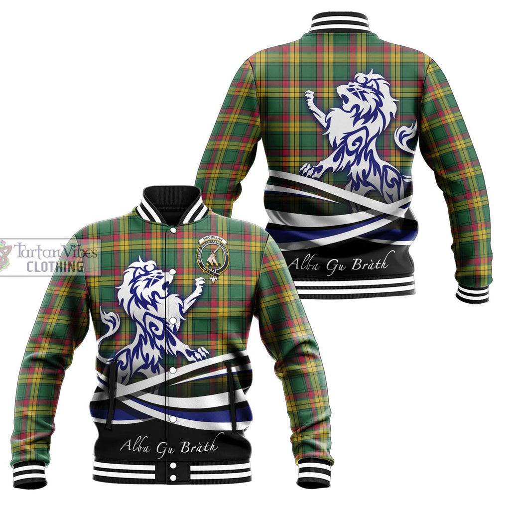 MacMillan Old Ancient Tartan Baseball Jacket with Alba Gu Brath Regal Lion Emblem Unisex - Tartanvibesclothing Shop