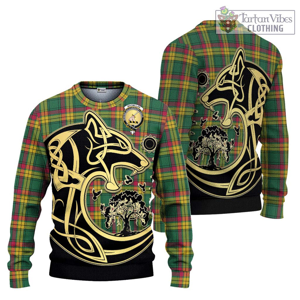 MacMillan Old Ancient Tartan Knitted Sweater with Family Crest Celtic Wolf Style Unisex - Tartan Vibes Clothing