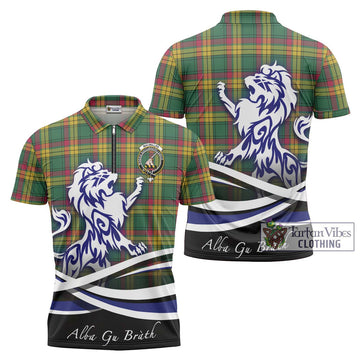 MacMillan Old Ancient Tartan Zipper Polo Shirt with Alba Gu Brath Regal Lion Emblem