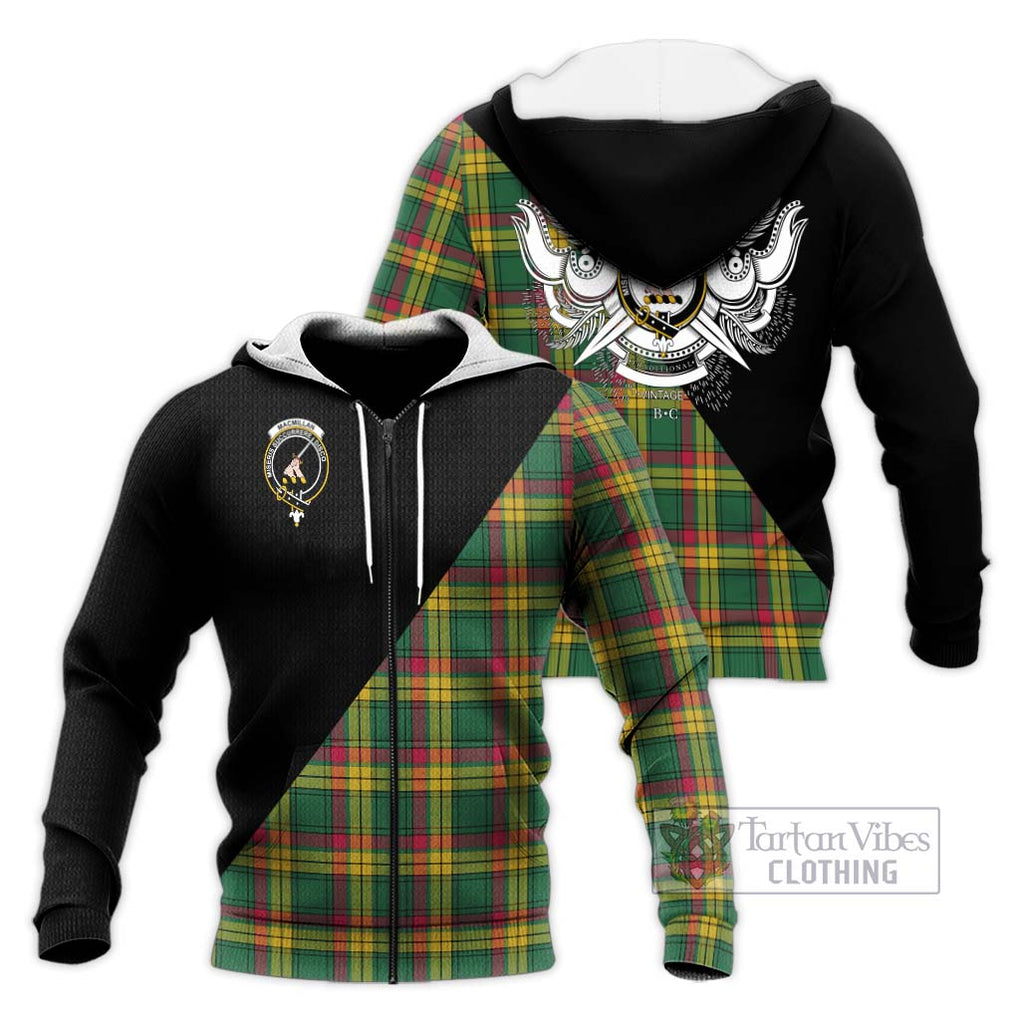 MacMillan Old Ancient Tartan Knitted Hoodie with Family Crest and Military Logo Style Unisex Knitted Zip Hoodie - Tartanvibesclothing Shop