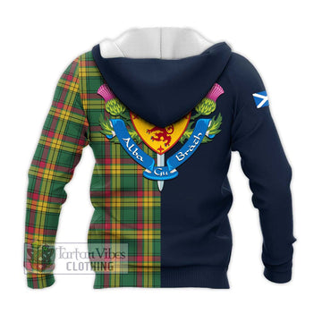 MacMillan Old Ancient Tartan Knitted Hoodie Alba with Scottish Lion Royal Arm Half Style