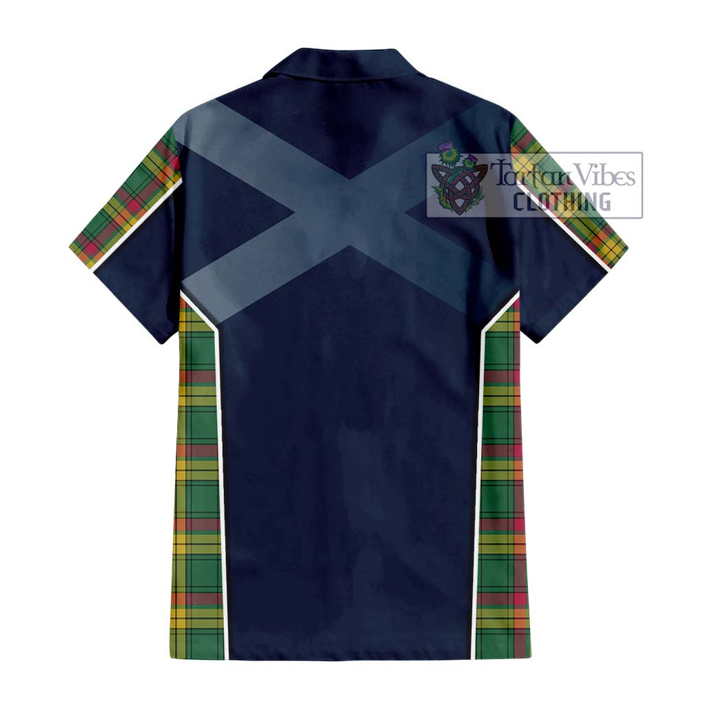 MacMillan Old Ancient Tartan Short Sleeve Button Shirt with Family Crest and Lion Rampant Vibes Sport Style - Tartan Vibes Clothing