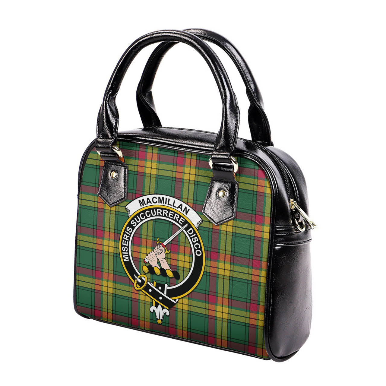 MacMillan Old Ancient Tartan Shoulder Handbags with Family Crest - Tartanvibesclothing