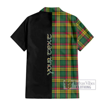 MacMillan Old Ancient Tartan Short Sleeve Button Shirt with Family Crest and Half Of Me Style