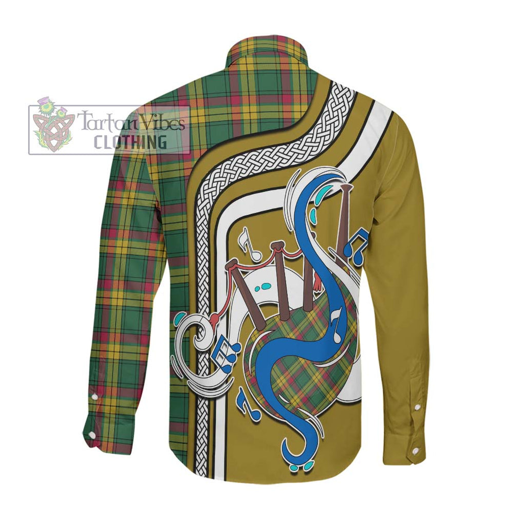 MacMillan Old Ancient Tartan Long Sleeve Button Shirt with Epic Bagpipe Style Men's Shirt - Tartanvibesclothing Shop