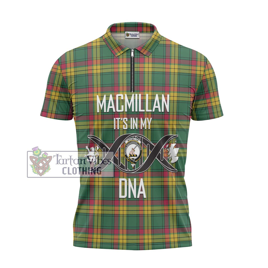 MacMillan Old Ancient Tartan Zipper Polo Shirt with Family Crest DNA In Me Style - Tartanvibesclothing Shop