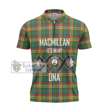 MacMillan Old Ancient Tartan Zipper Polo Shirt with Family Crest DNA In Me Style