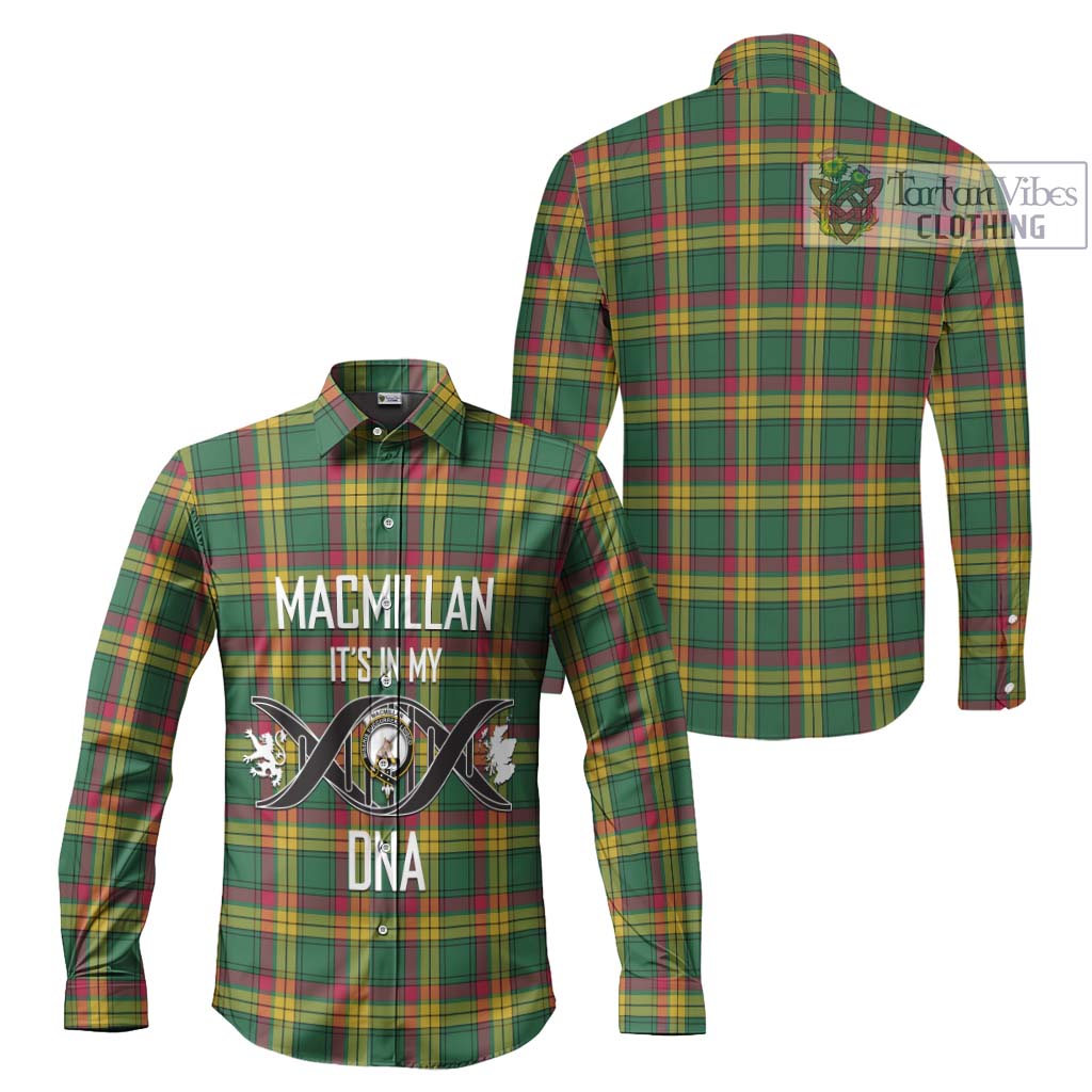 MacMillan Old Ancient Tartan Long Sleeve Button Shirt with Family Crest DNA In Me Style Men's Shirt - Tartanvibesclothing Shop