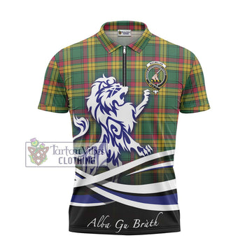 MacMillan Old Ancient Tartan Zipper Polo Shirt with Alba Gu Brath Regal Lion Emblem