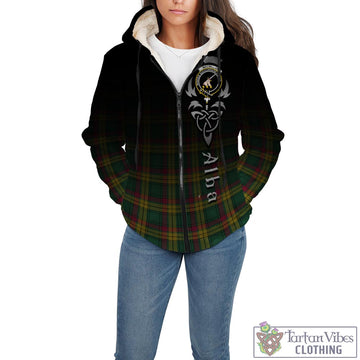 MacMillan Old Ancient Tartan Sherpa Hoodie Featuring Alba Gu Brath Family Crest Celtic Inspired