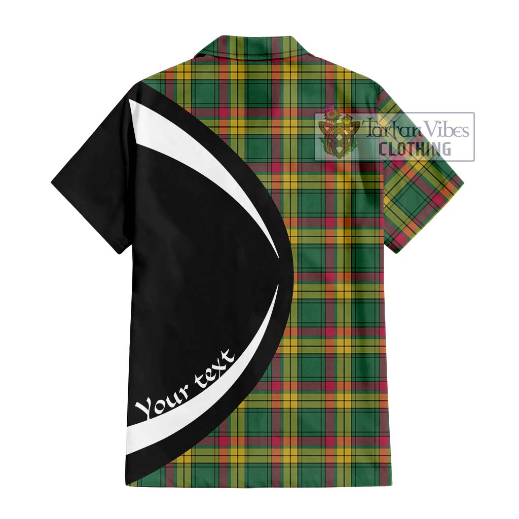 MacMillan Old Ancient Tartan Short Sleeve Button Up with Family Crest Circle Style - Tartan Vibes Clothing