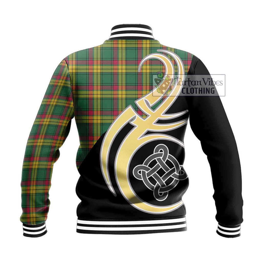 MacMillan Old Ancient Tartan Baseball Jacket with Family Crest and Celtic Symbol Style - Tartan Vibes Clothing