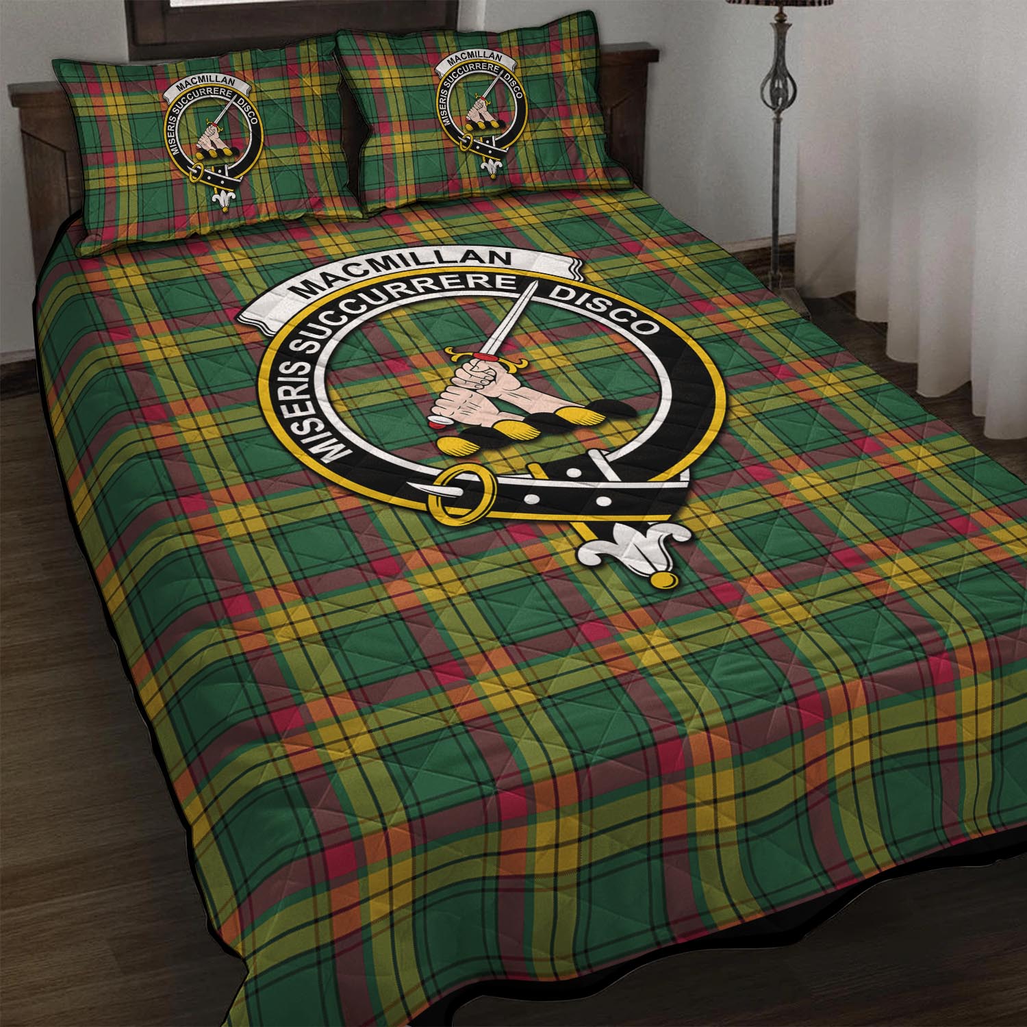 MacMillan Old Ancient Tartan Quilt Bed Set with Family Crest - Tartan Vibes Clothing