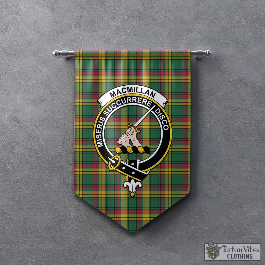 Tartan Vibes Clothing MacMillan Old Ancient Tartan Gonfalon, Tartan Banner with Family Crest