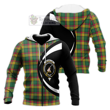 MacMillan Old Ancient Tartan Knitted Hoodie with Family Crest Circle Style