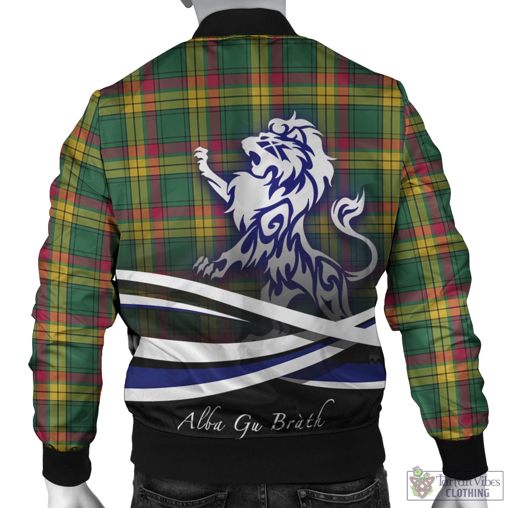 Tartan Vibes Clothing MacMillan Old Ancient Tartan Bomber Jacket with Alba Gu Brath Regal Lion Emblem