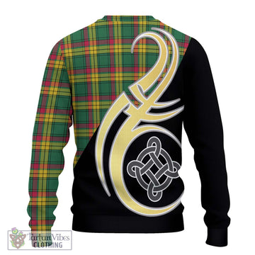 MacMillan Old Ancient Tartan Ugly Sweater with Family Crest and Celtic Symbol Style