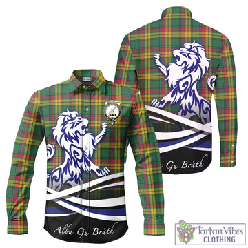 MacMillan Old Ancient Tartan Long Sleeve Button Up Shirt with Alba Gu Brath Regal Lion Emblem