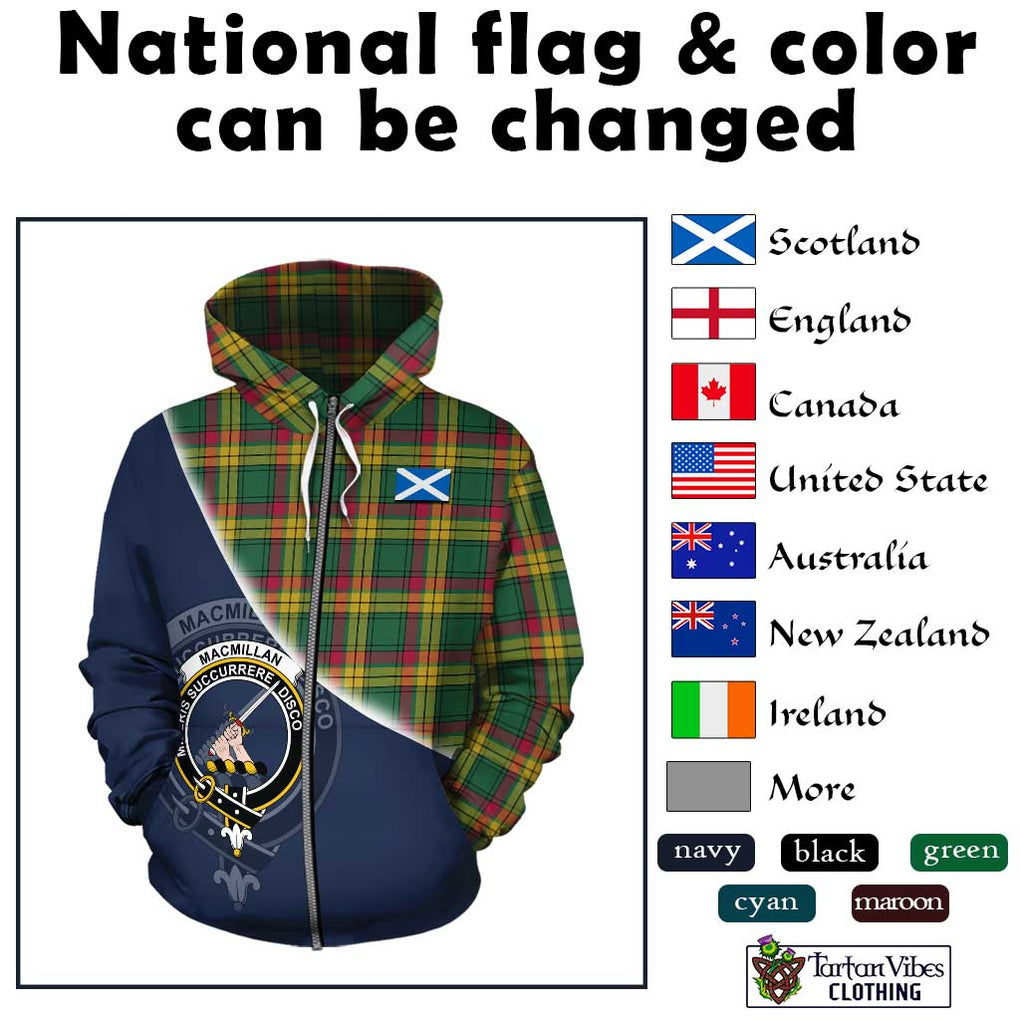 MacMillan Old Ancient Tartan Hoodie with Personalised National Flag and Family Crest Half Style - Tartanvibesclothing Shop