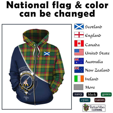 MacMillan Old Ancient Tartan Hoodie with Personalised National Flag and Family Crest Half Style