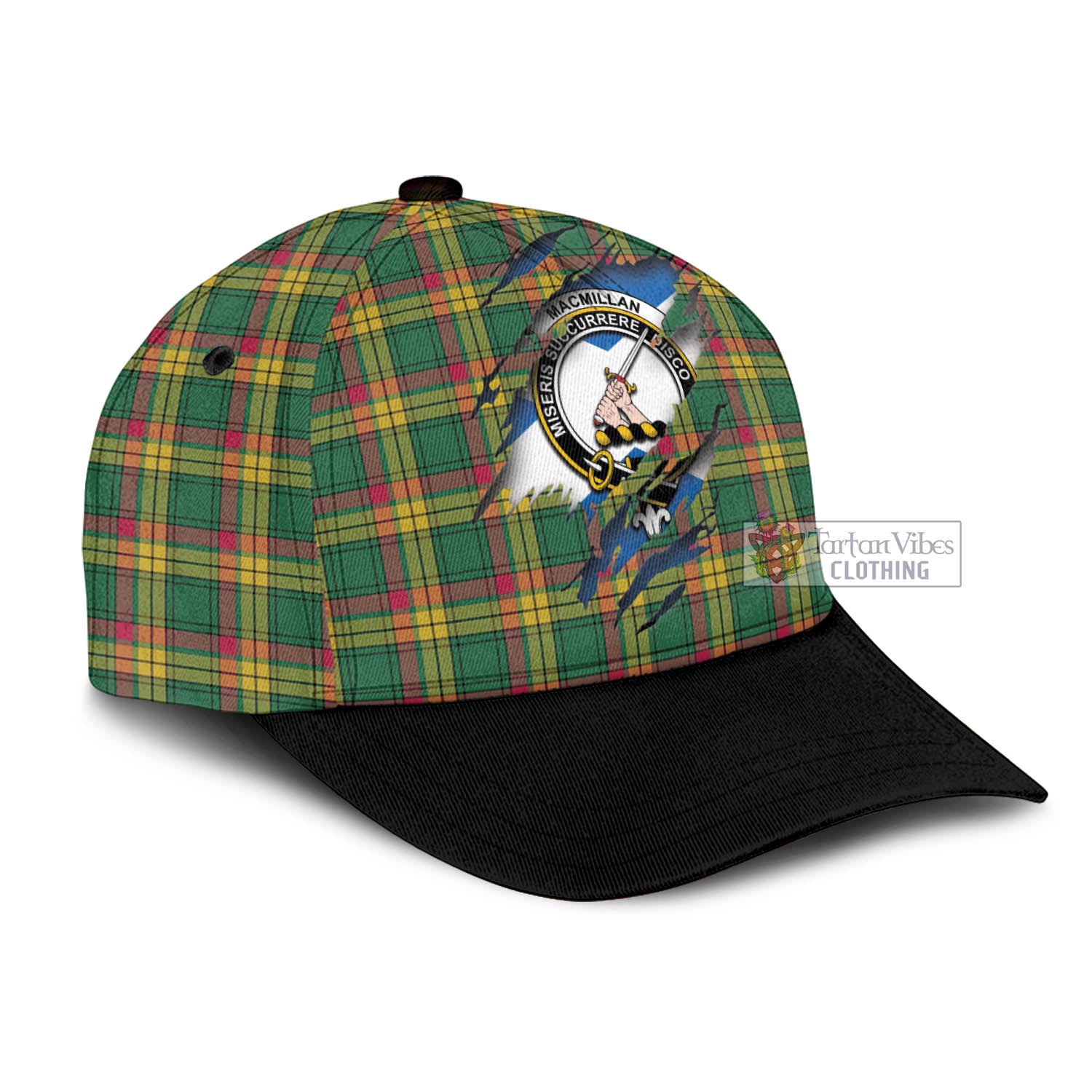 Tartan Vibes Clothing MacMillan Old Ancient Tartan Classic Cap with Family Crest In Me Style