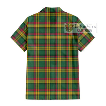 MacMillan Old Ancient Tartan Short Sleeve Button Shirt with Family Crest DNA In Me Style