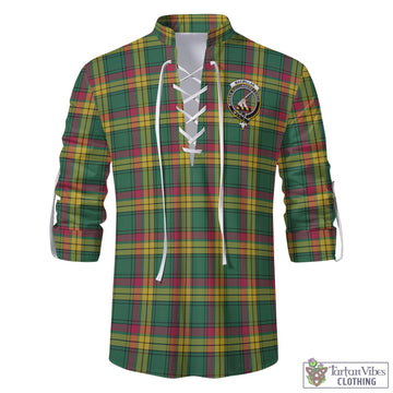 MacMillan Old Ancient Tartan Men's Scottish Traditional Jacobite Ghillie Kilt Shirt with Family Crest