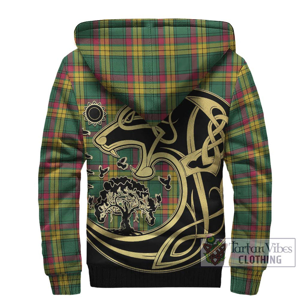 MacMillan Old Ancient Tartan Sherpa Hoodie with Family Crest Celtic Wolf Style - Tartan Vibes Clothing