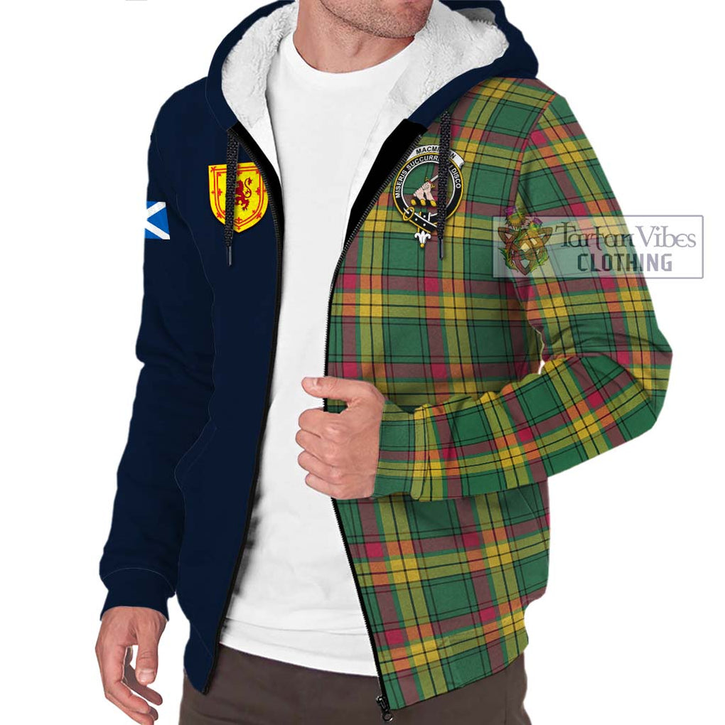 Tartan Vibes Clothing MacMillan Old Ancient Tartan Sherpa Hoodie with Scottish Lion Royal Arm Half Style