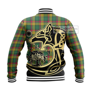 MacMillan Old Ancient Tartan Baseball Jacket with Family Crest Celtic Wolf Style