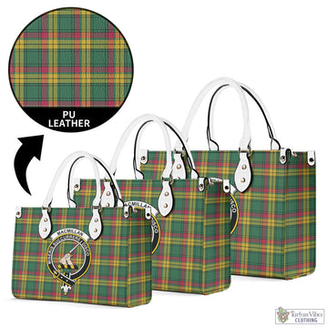 MacMillan Old Ancient Tartan Luxury Leather Handbags with Family Crest