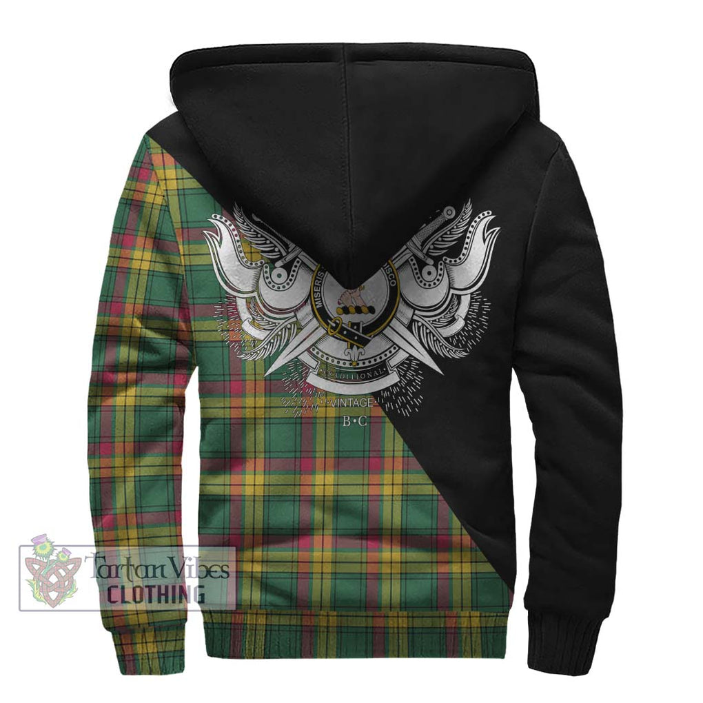 MacMillan Old Ancient Tartan Sherpa Hoodie with Family Crest and Military Logo Style - Tartanvibesclothing Shop