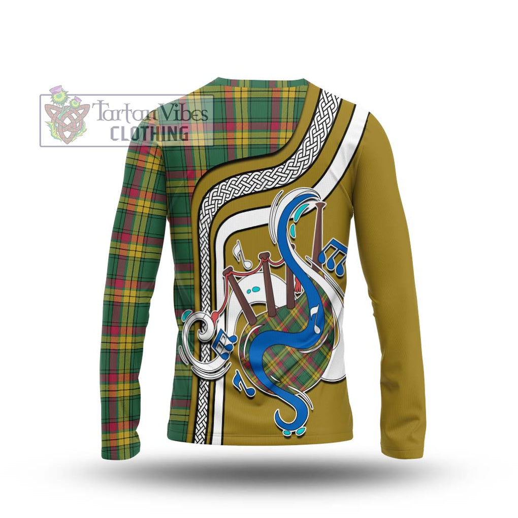 Tartan Vibes Clothing MacMillan Old Ancient Tartan Long Sleeve T-Shirt with Epic Bagpipe Style