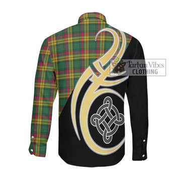 MacMillan Old Ancient Tartan Long Sleeve Button Shirt with Family Crest and Celtic Symbol Style